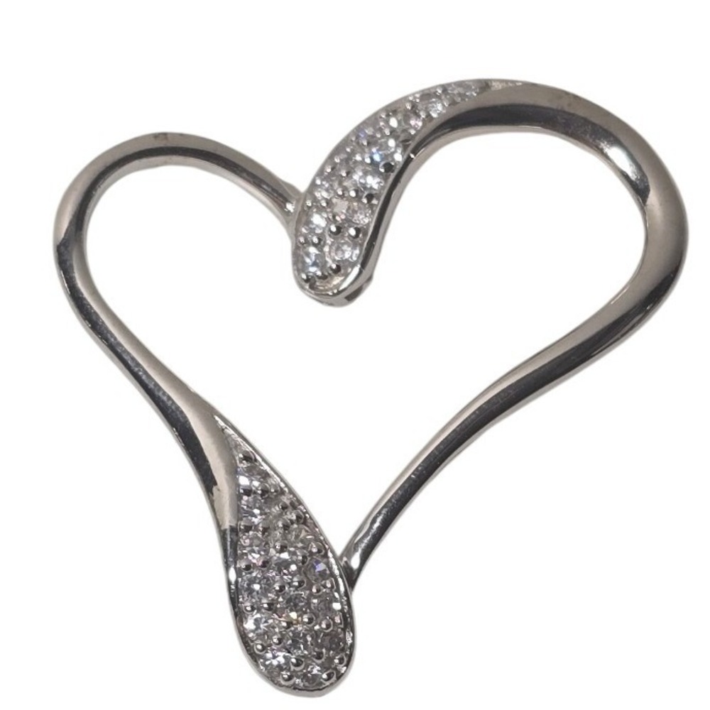 NEW NBH .925 sterling silver Cubic Zirconia Pavé Open Heart pendant charm‎ mom